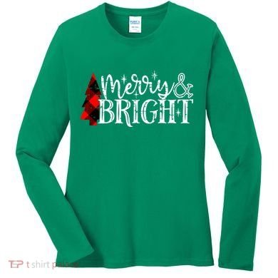 Merry And Bright Cute Christmas Gift Women's Long Sleeve Shirt