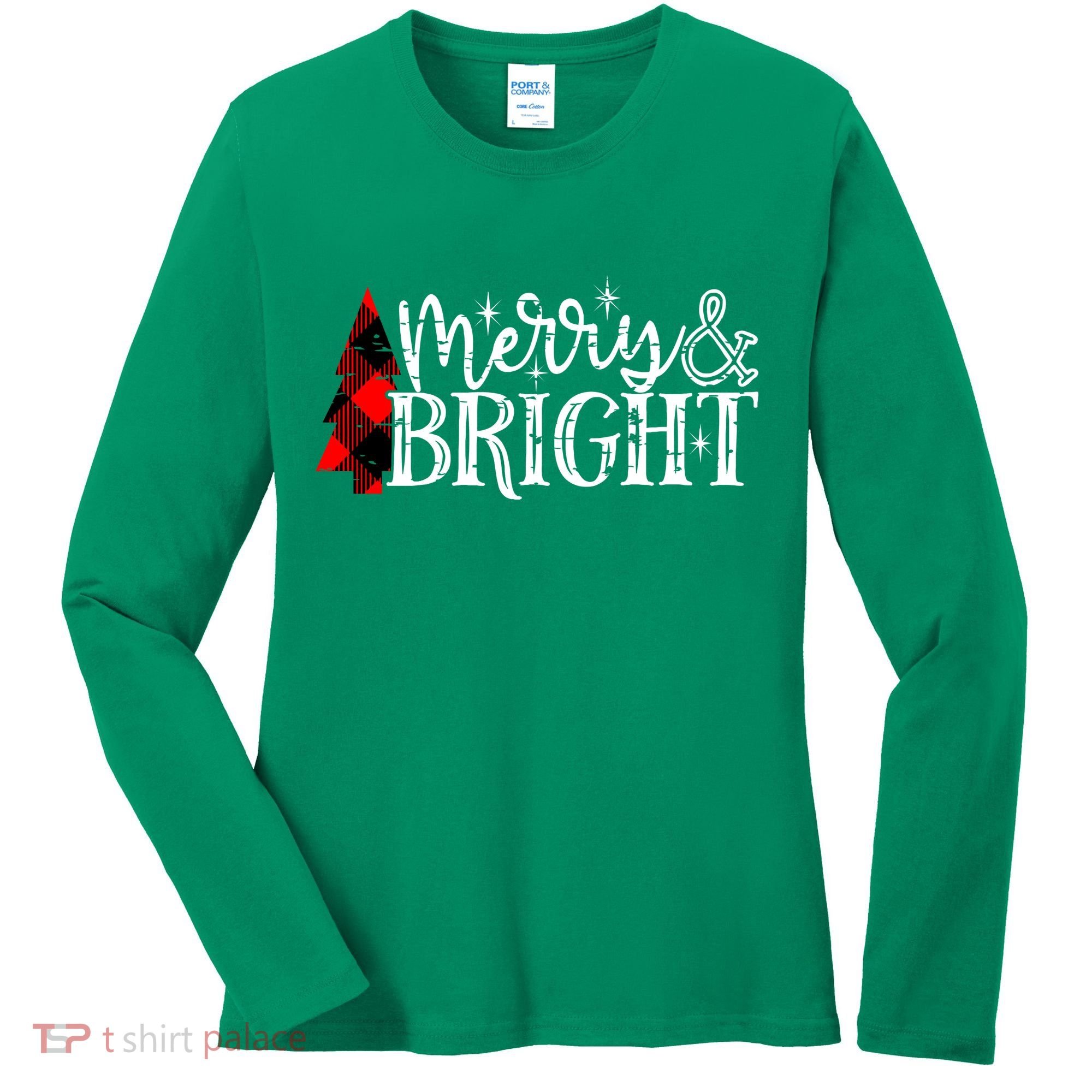 Merry And Bright Cute Christmas Gift Women's Long Sleeve Shirt