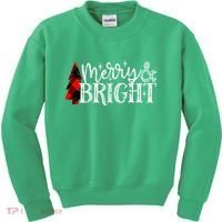 Merry And Bright Cute Christmas Gift Kids Sweatshirt thumb 0