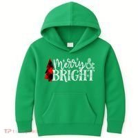 Merry And Bright Cute Christmas Gift Kids Hoodie thumb 0