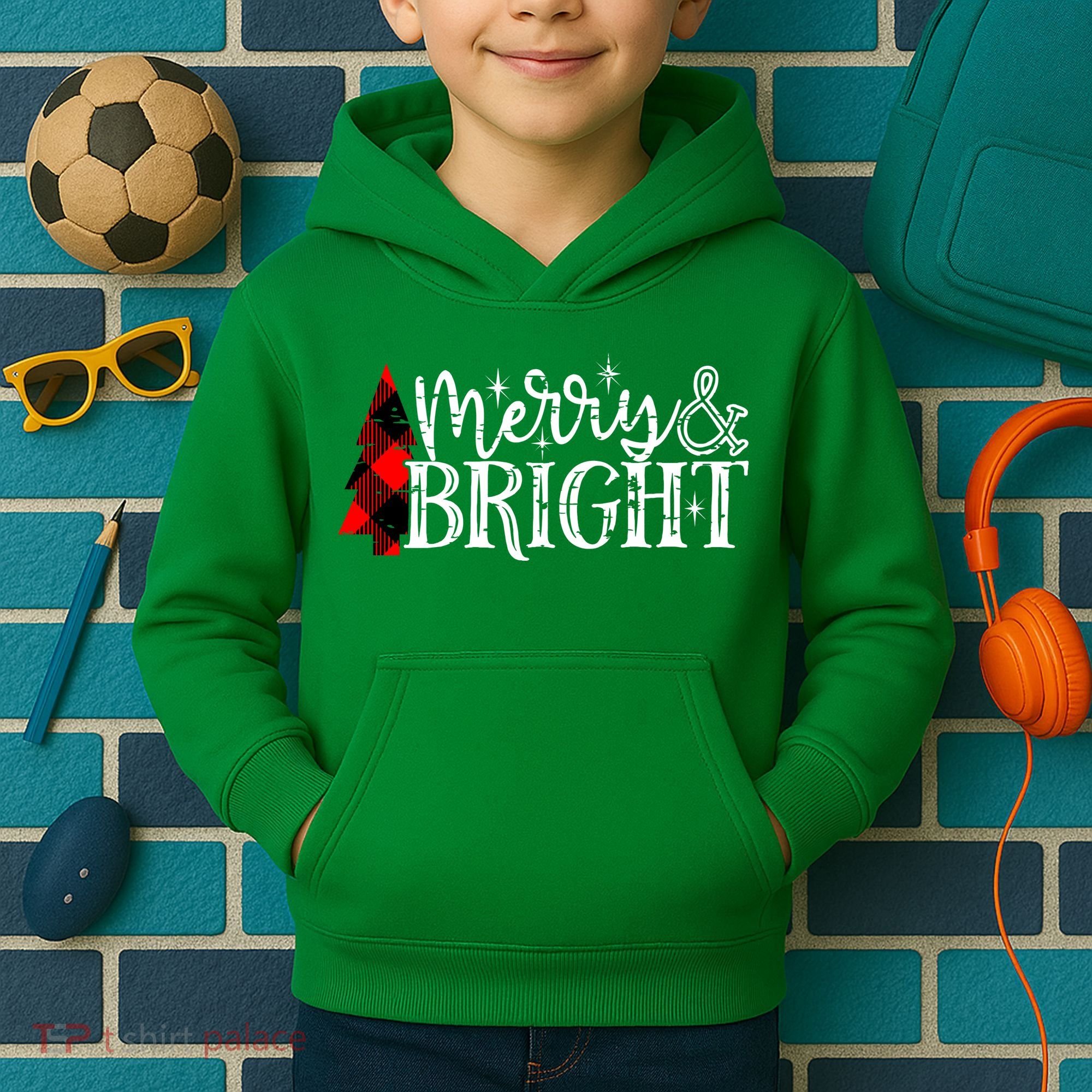Merry And Bright Cute Christmas Gift Kids Hoodie