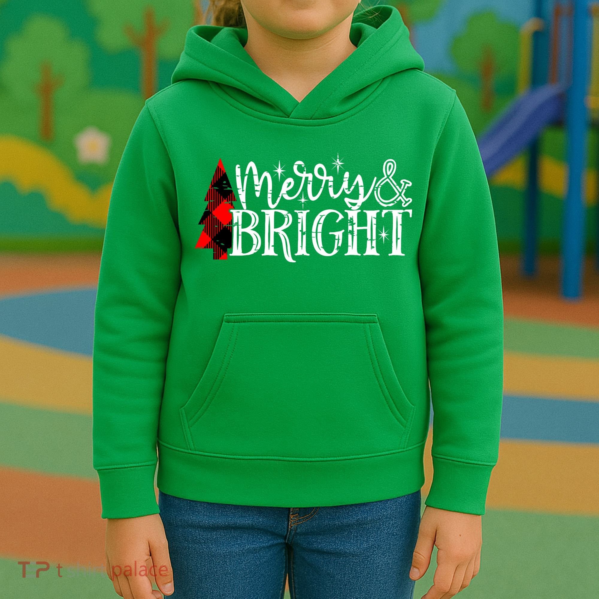 Merry And Bright Cute Christmas Gift Kids Hoodie