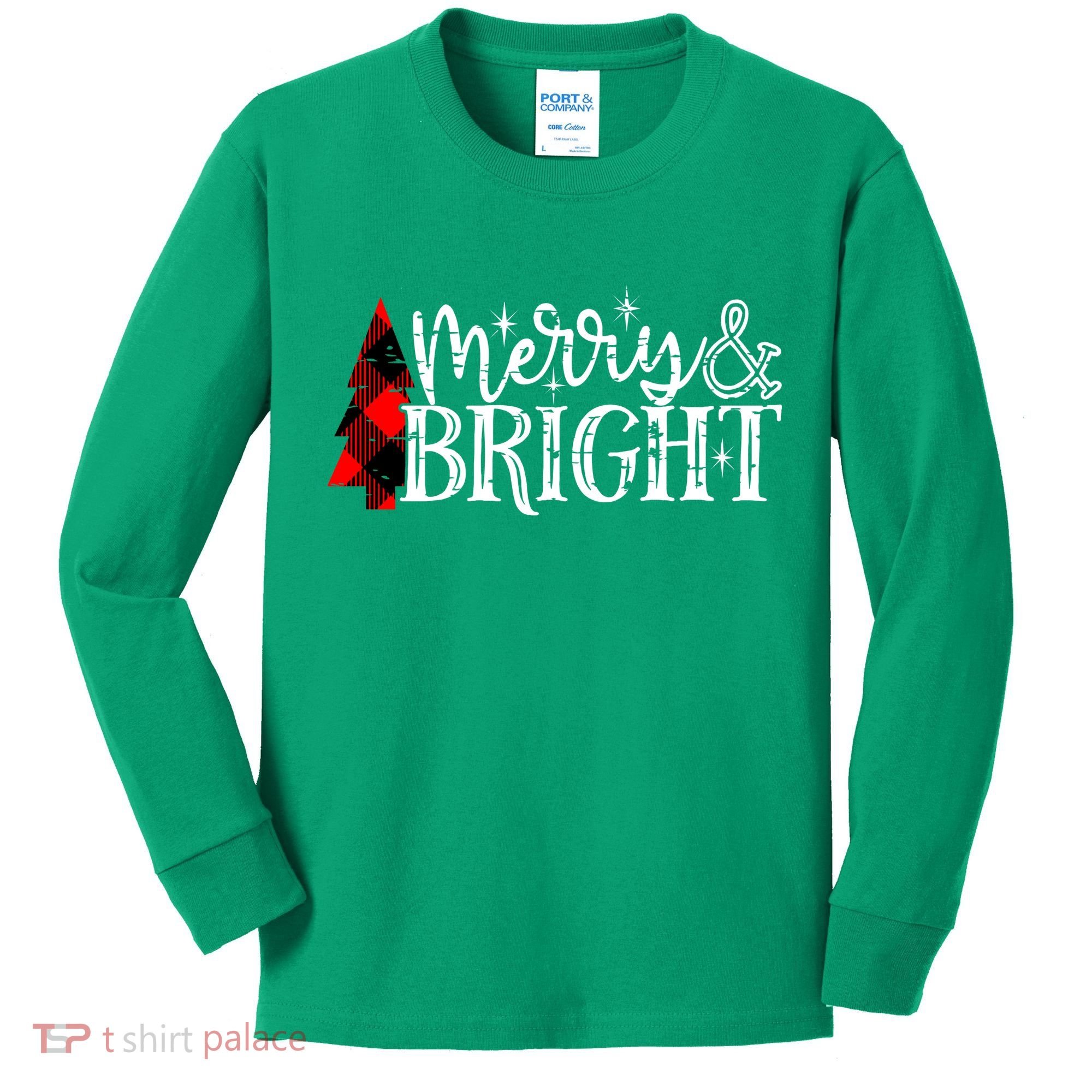 Merry And Bright Cute Christmas Gift Kids Long Sleeve Shirt