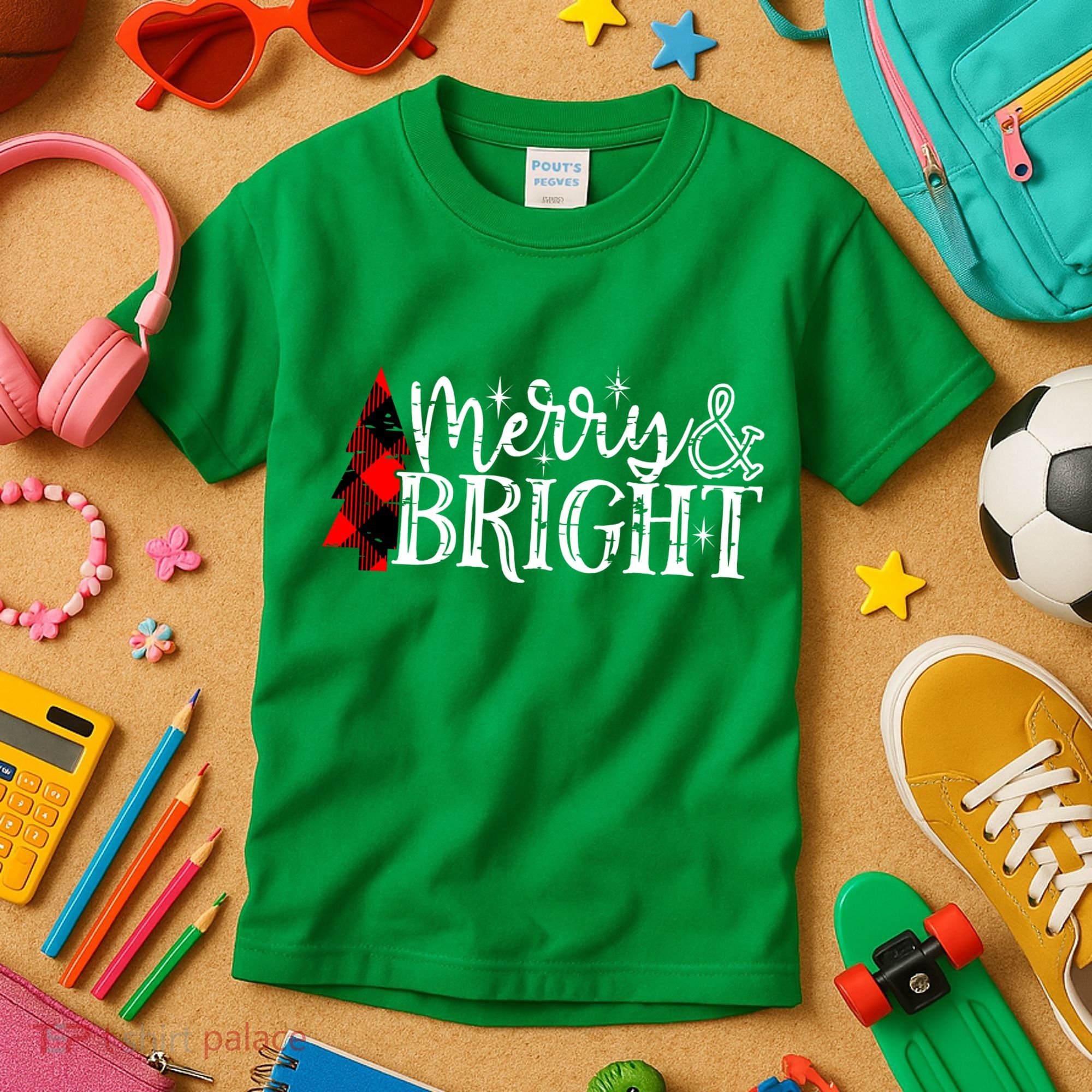 Merry And Bright Cute Christmas Gift Kids T-Shirt