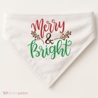Merry And Bright Christmas Holiday Season USA-Made Doggie Bandana thumb 0