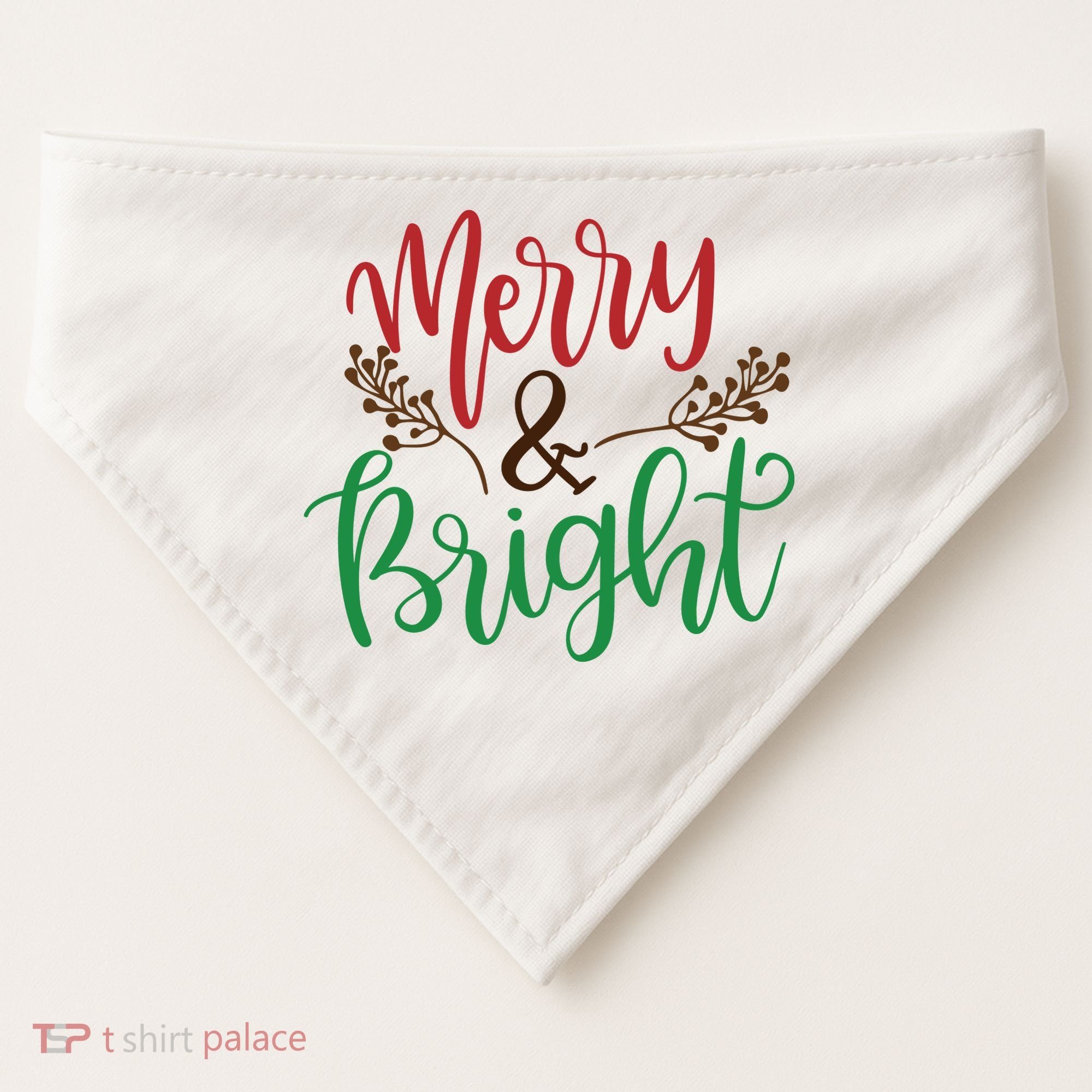 Merry And Bright Christmas Holiday Season USA-Made Doggie Bandana