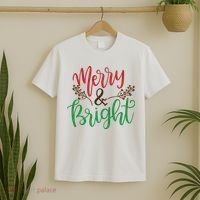 Merry And Bright Christmas Holiday Season T-Shirt thumb 2