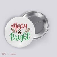 Merry And Bright Christmas Holiday Season Button thumb 0