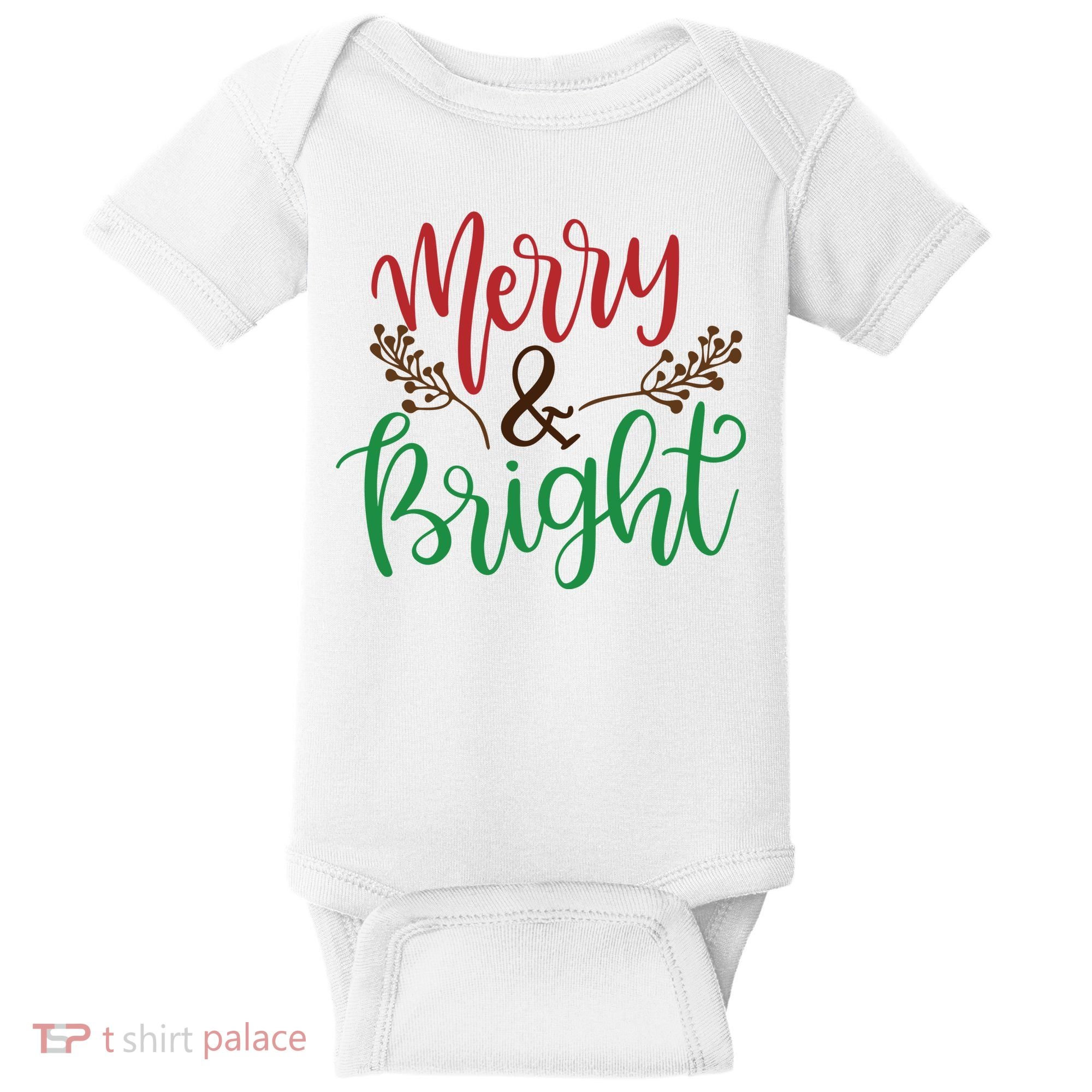 Merry And Bright Christmas Holiday Season Baby Bodysuit