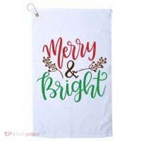 Merry And Bright Christmas Holiday Season Golf Towel thumb 0