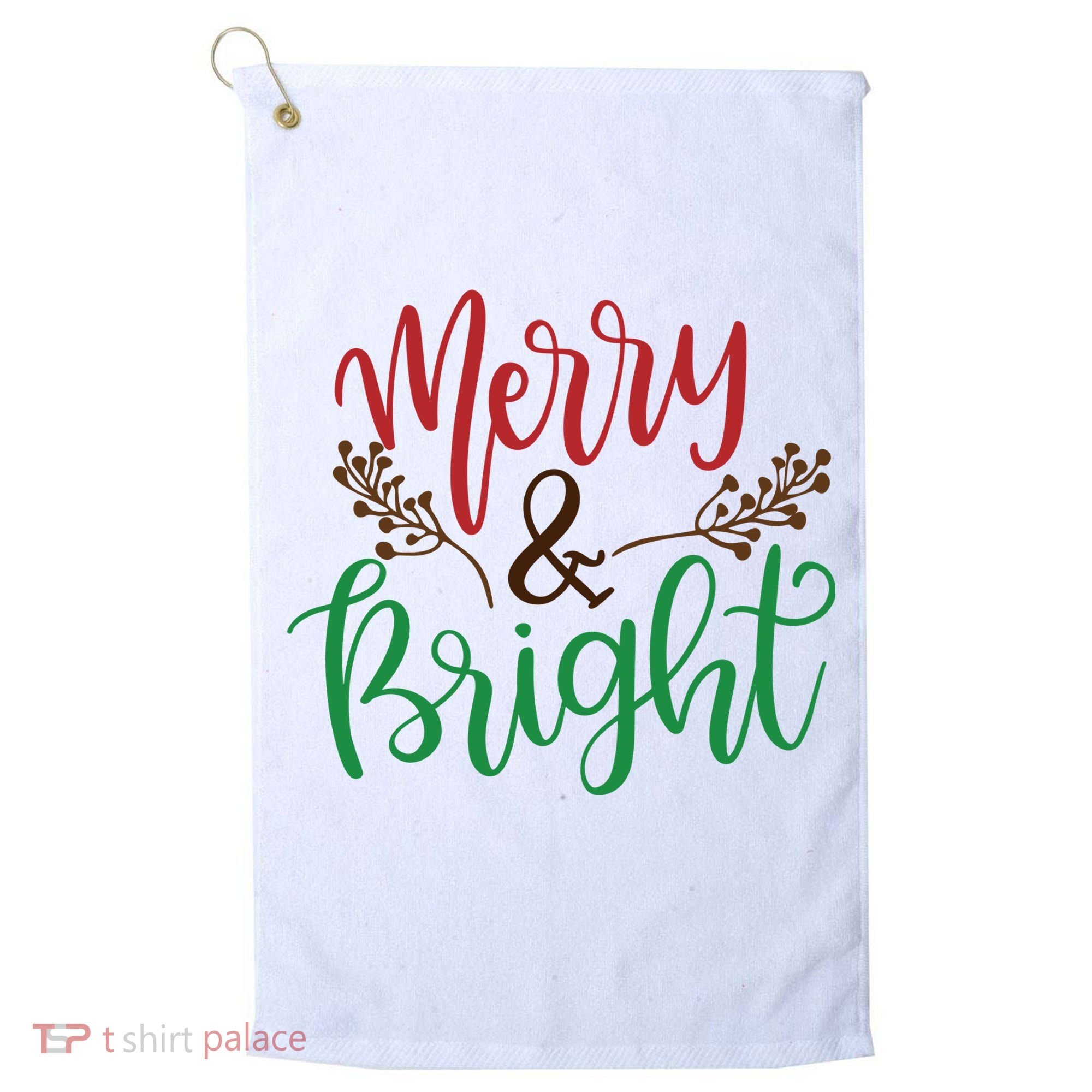Merry And Bright Christmas Holiday Season Golf Towel