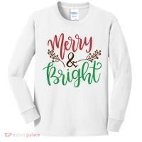 Merry And Bright Christmas Holiday Season Kids Long Sleeve Shirt thumb 0