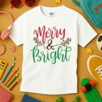 Merry And Bright Christmas Holiday Season Kids T-Shirt thumb 3