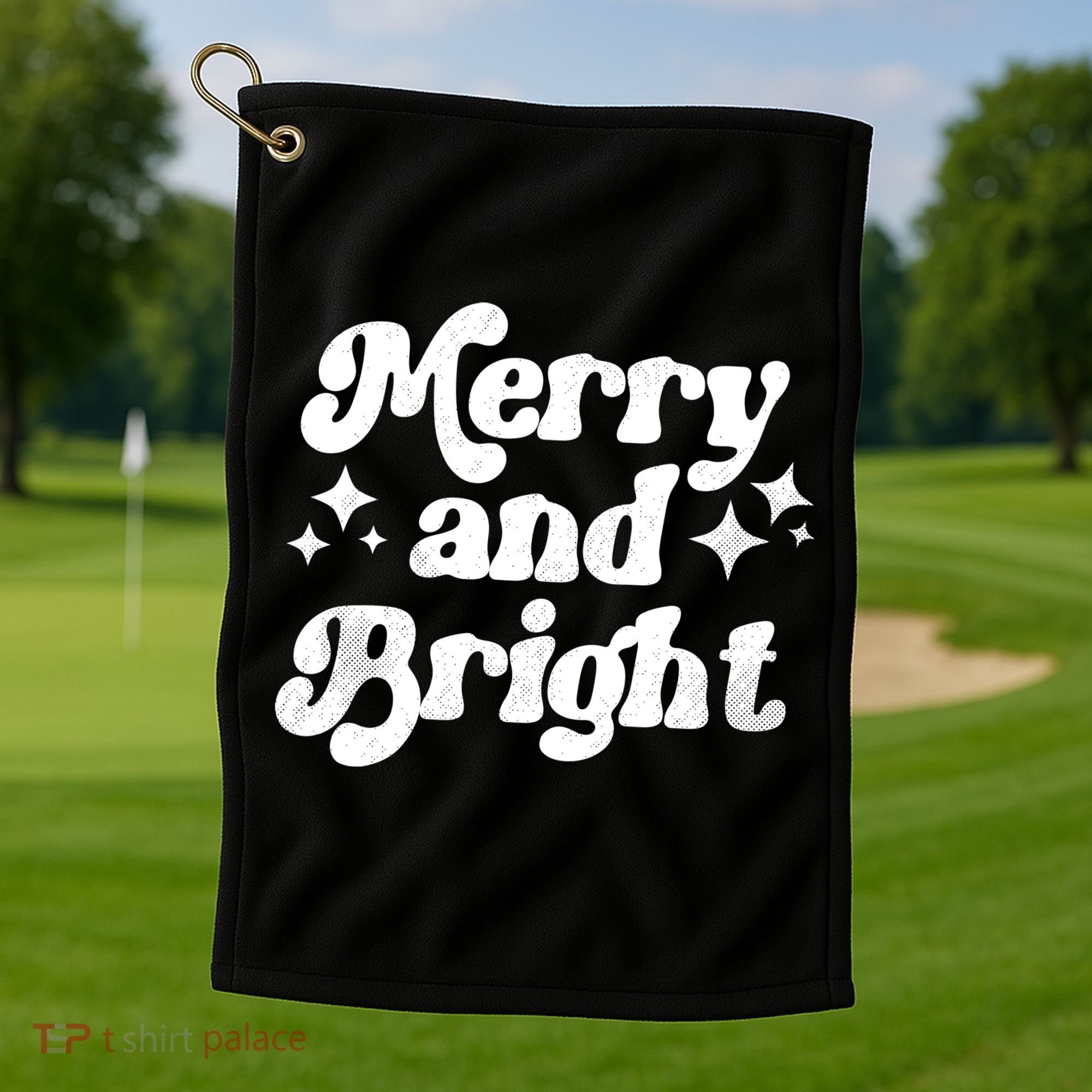 Merry And Bright Christmas Golf Towel