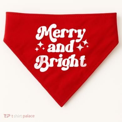 Merry And Bright Christmas USA-Made Doggie Bandana