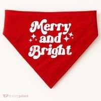 Merry And Bright Christmas USA-Made Doggie Bandana thumb 0