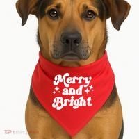 Merry And Bright Christmas USA-Made Doggie Bandana thumb 1