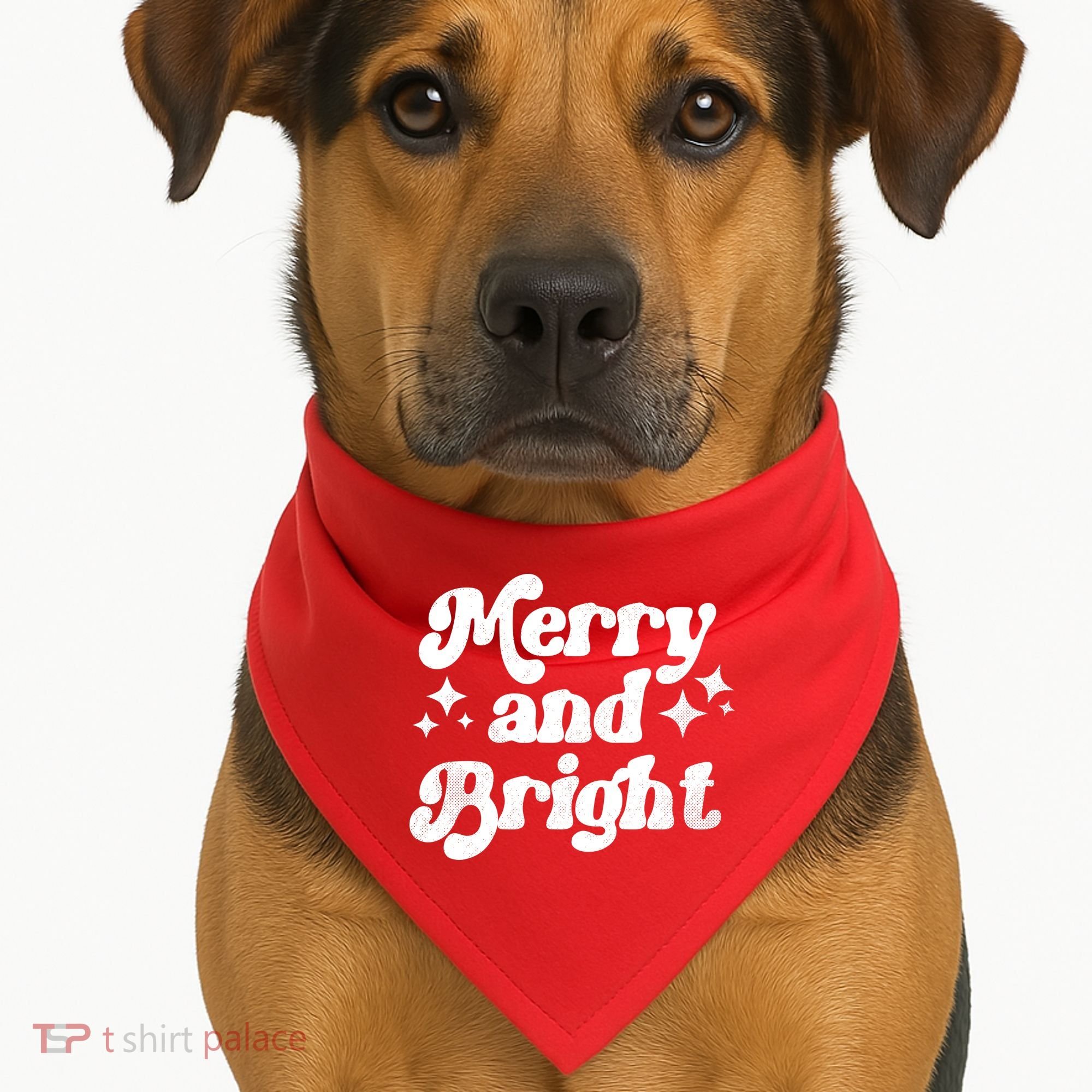 Merry And Bright Christmas USA-Made Doggie Bandana