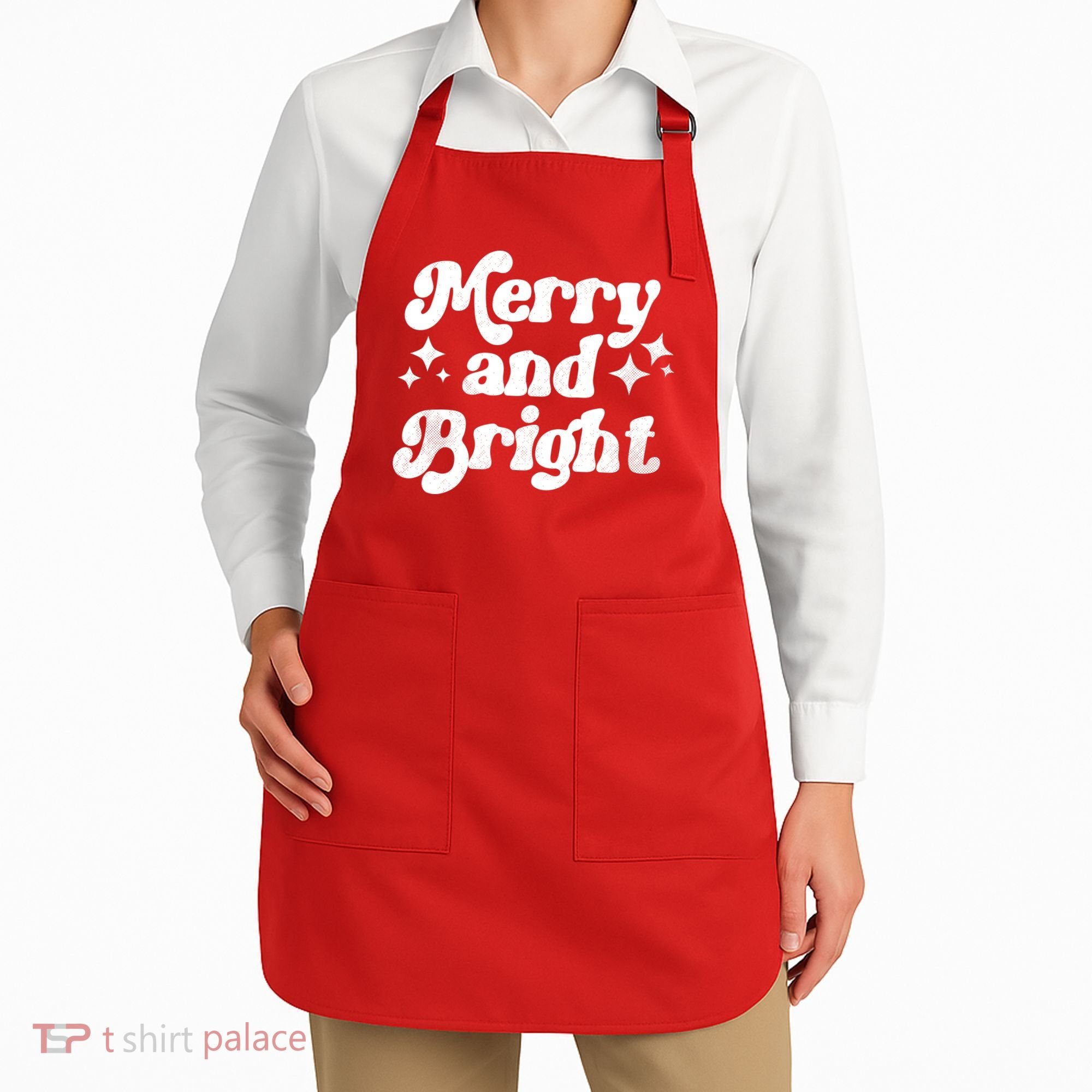 Merry And Bright Christmas Apron
