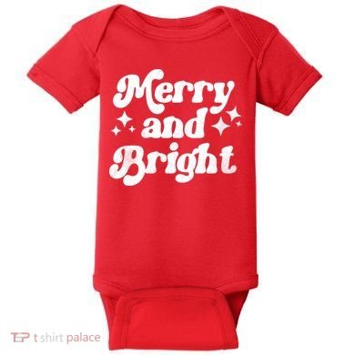 Merry And Bright Christmas Baby Bodysuit