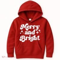 Merry And Bright Christmas Kids Hoodie thumb 0