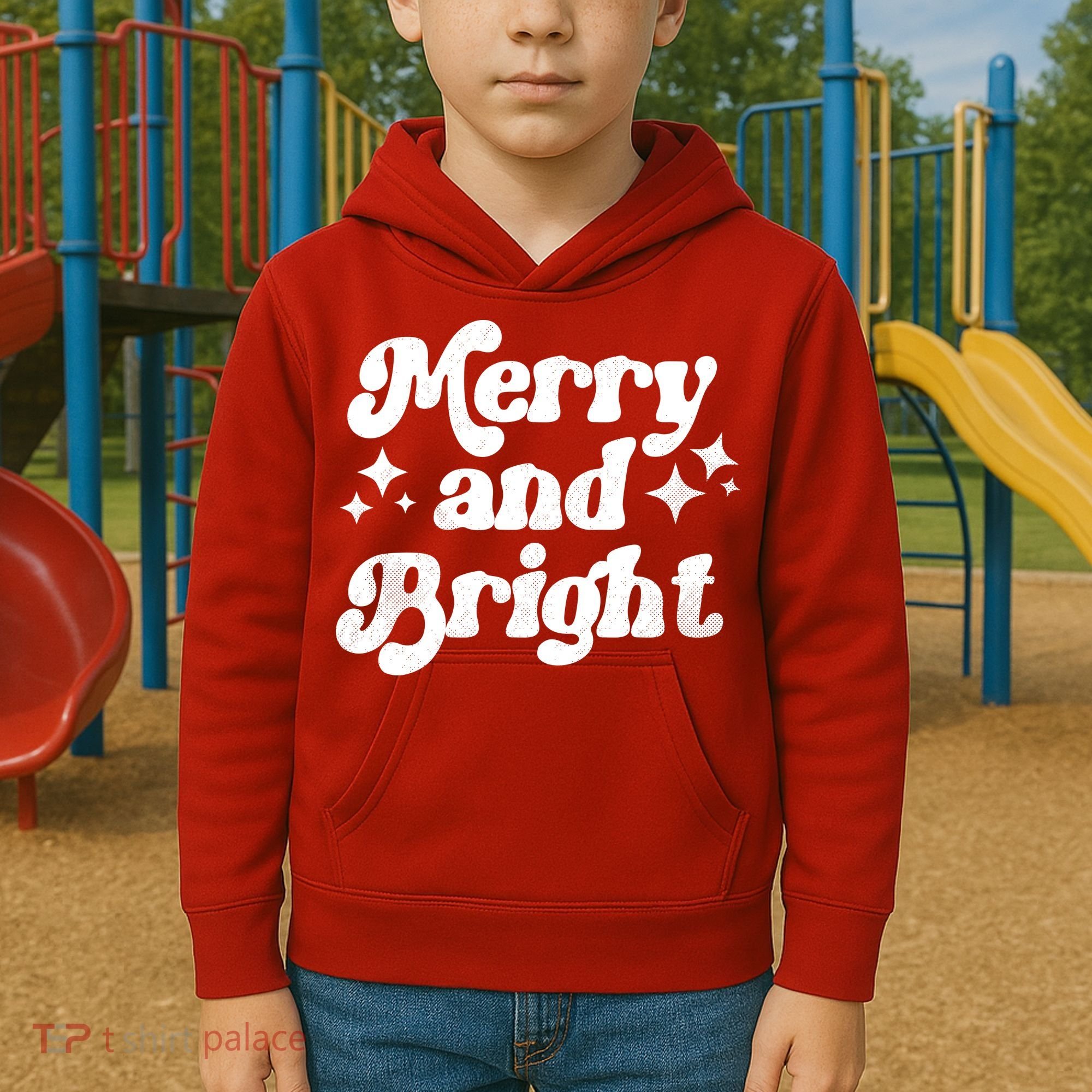 Merry And Bright Christmas Kids Hoodie
