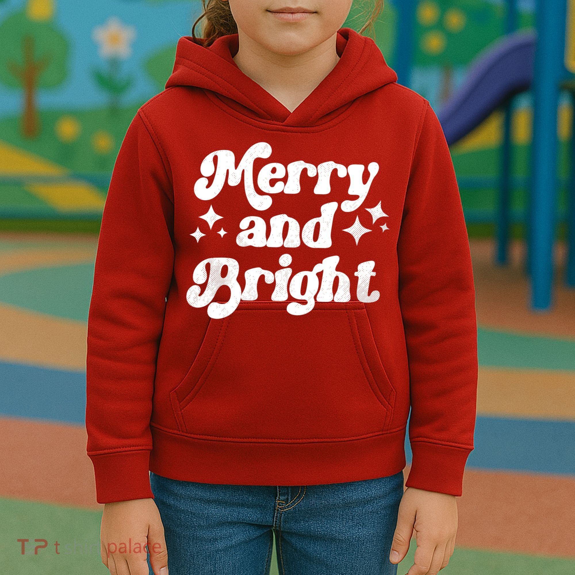 Merry And Bright Christmas Kids Hoodie