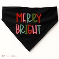 Merry And Bright Family Christmas USA-Made Doggie Bandana thumb 0