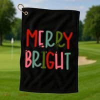 Merry And Bright Family Christmas Golf Towel thumb 1