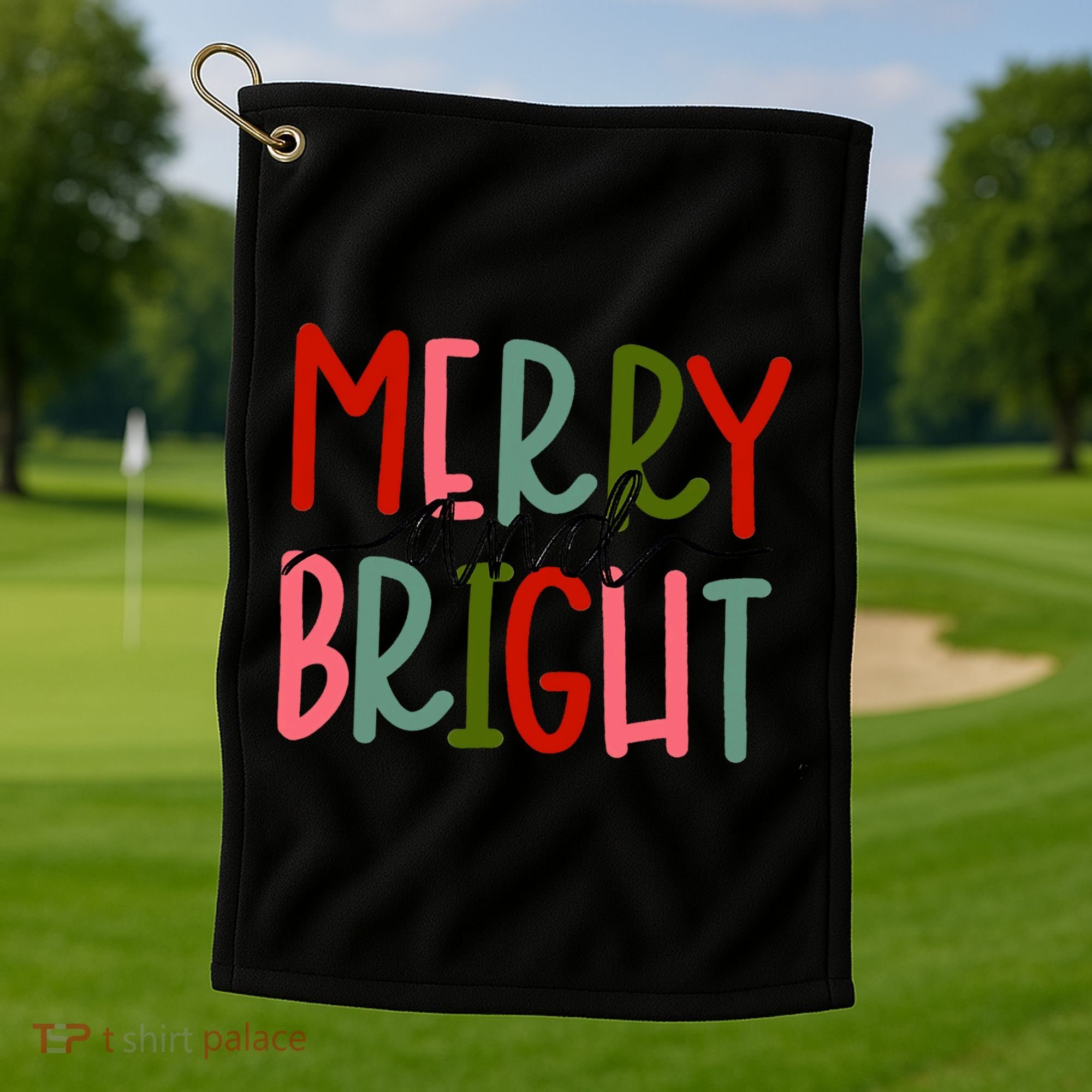 Merry And Bright Family Christmas Golf Towel