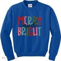 Merry And Bright Family Christmas Kids Sweatshirt thumb 0