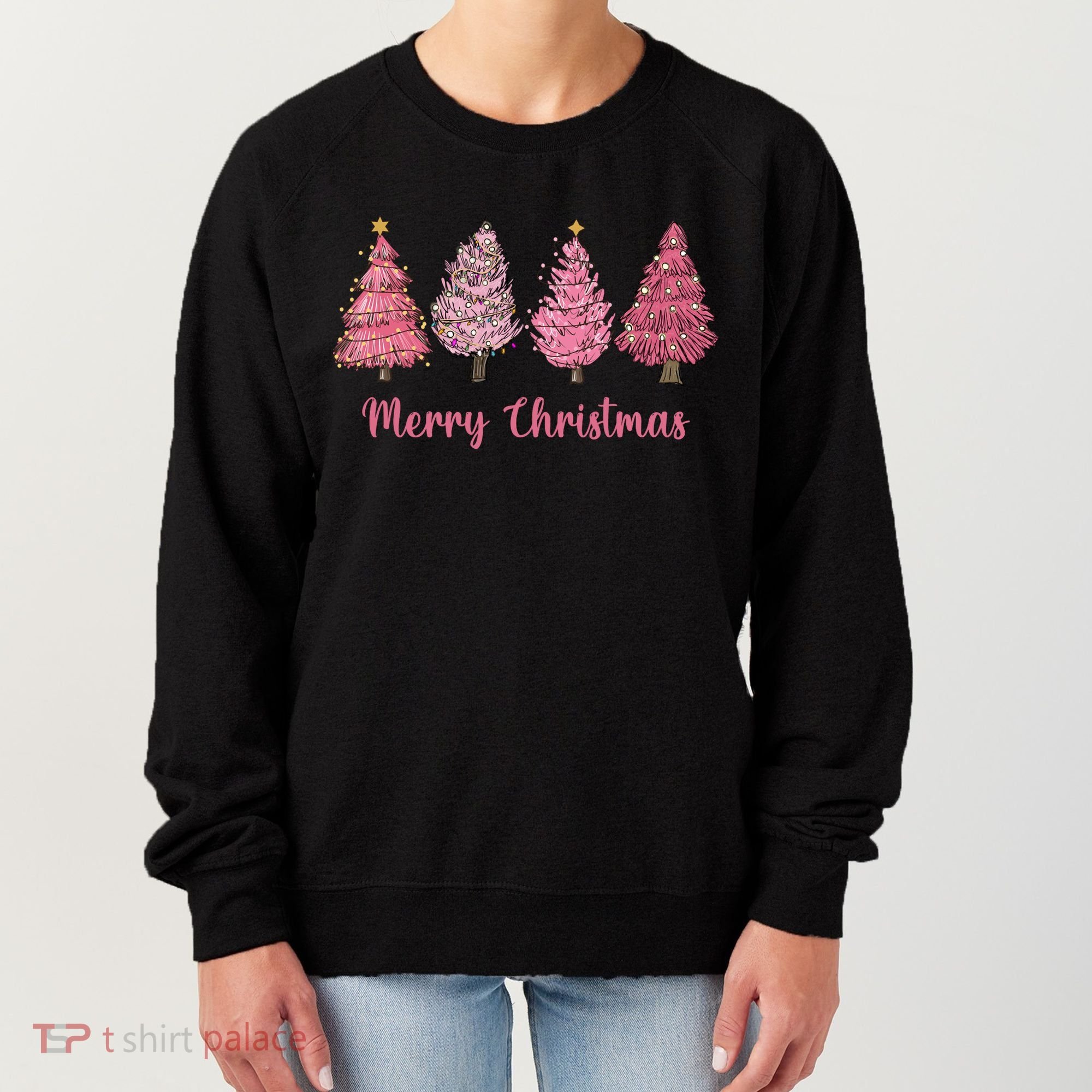 Merry And Bright Christmas Tree Christmas Tree Long Sleeve Women's Sweatshirt