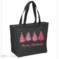 Merry And Bright Christmas Tree Christmas Tree Long Sleeve Tote Bag thumb 2