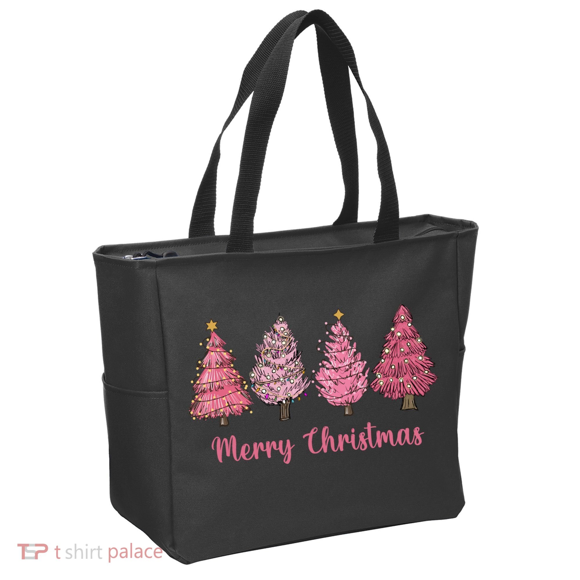 Merry And Bright Christmas Tree Christmas Tree Long Sleeve Tote Bag