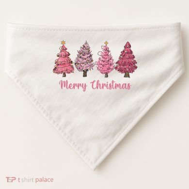 Merry And Bright Christmas Tree Christmas Tree Long Sleeve USA-Made Doggie Bandana