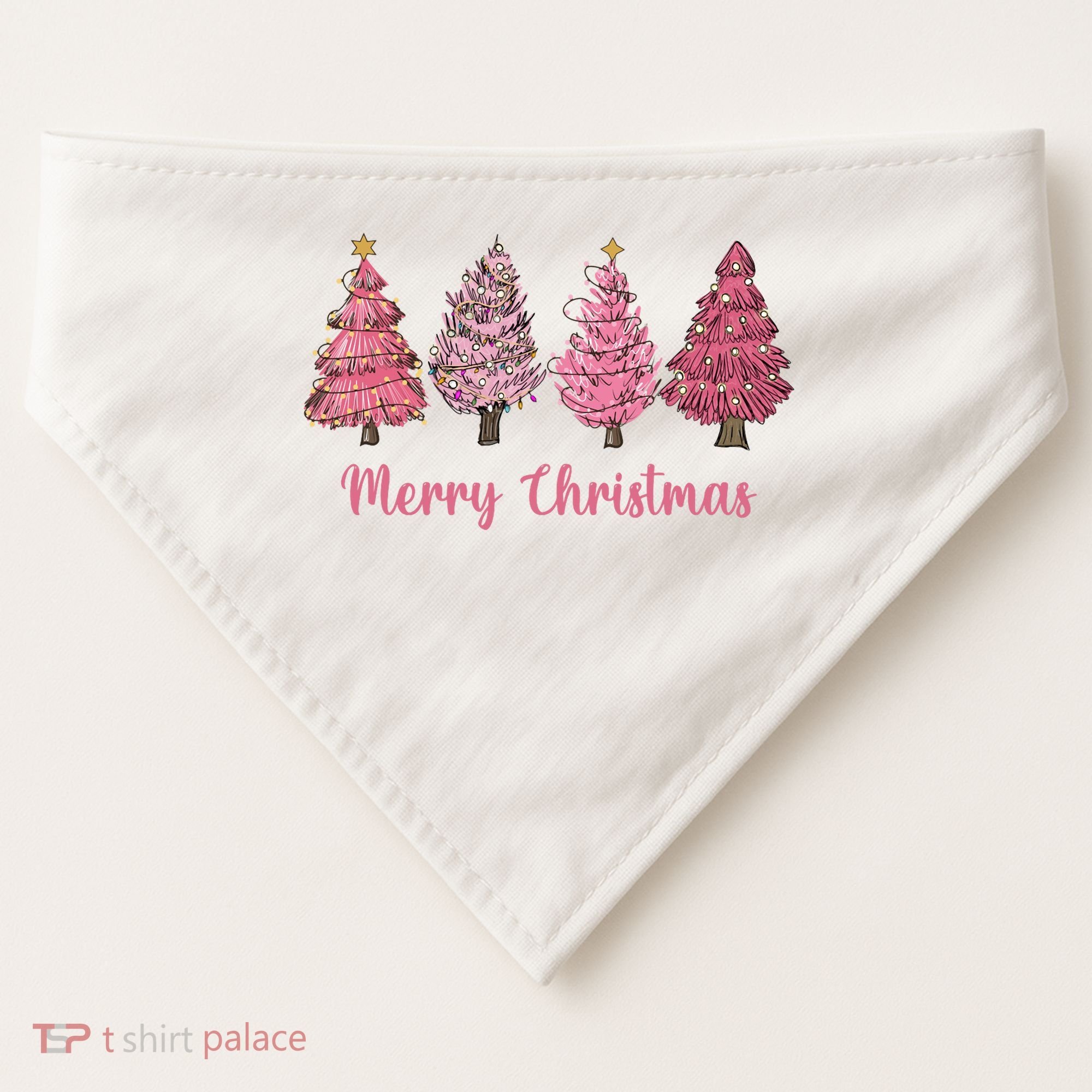 Merry And Bright Christmas Tree Christmas Tree Long Sleeve USA-Made Doggie Bandana