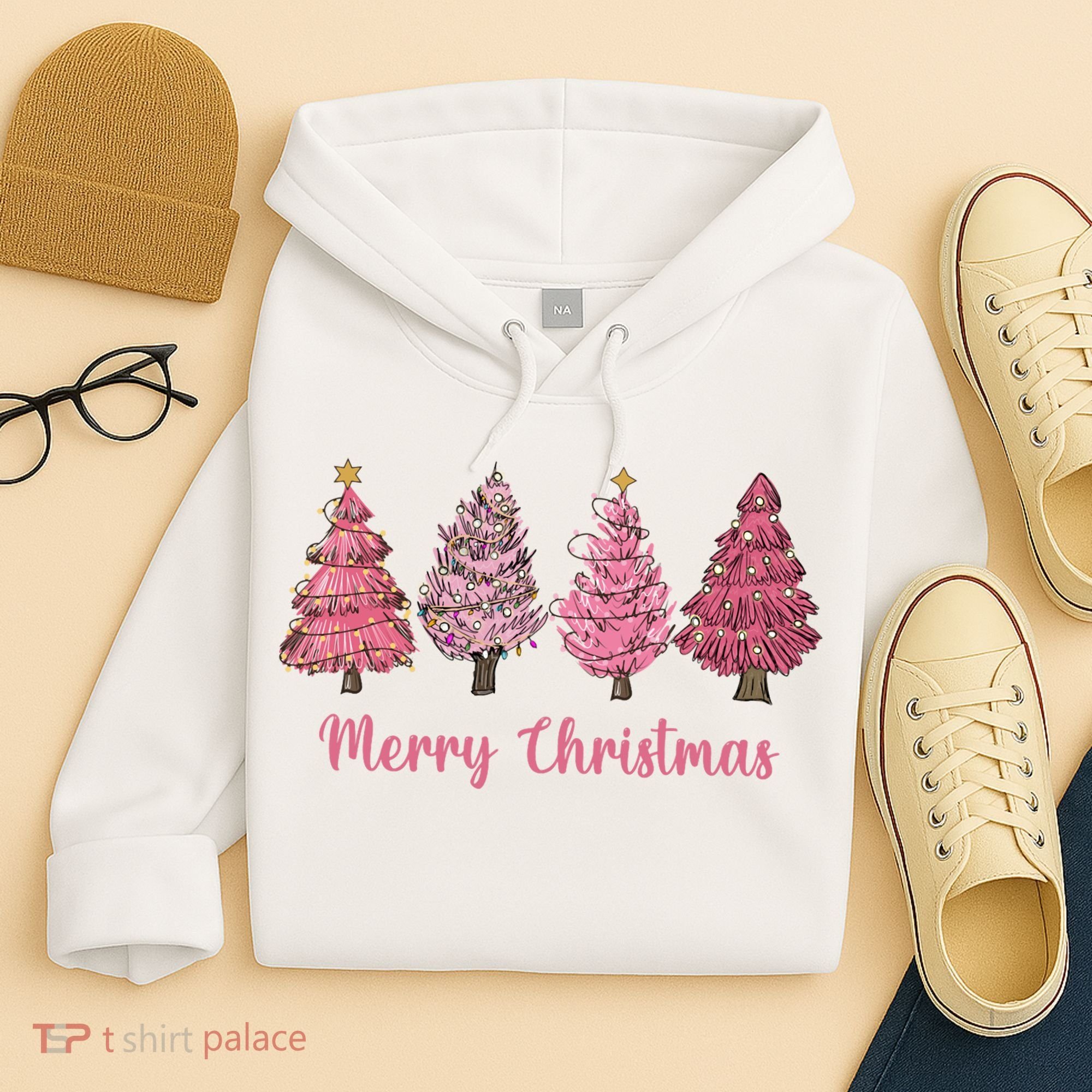 Merry And Bright Christmas Tree Christmas Tree Long Sleeve Hoodie
