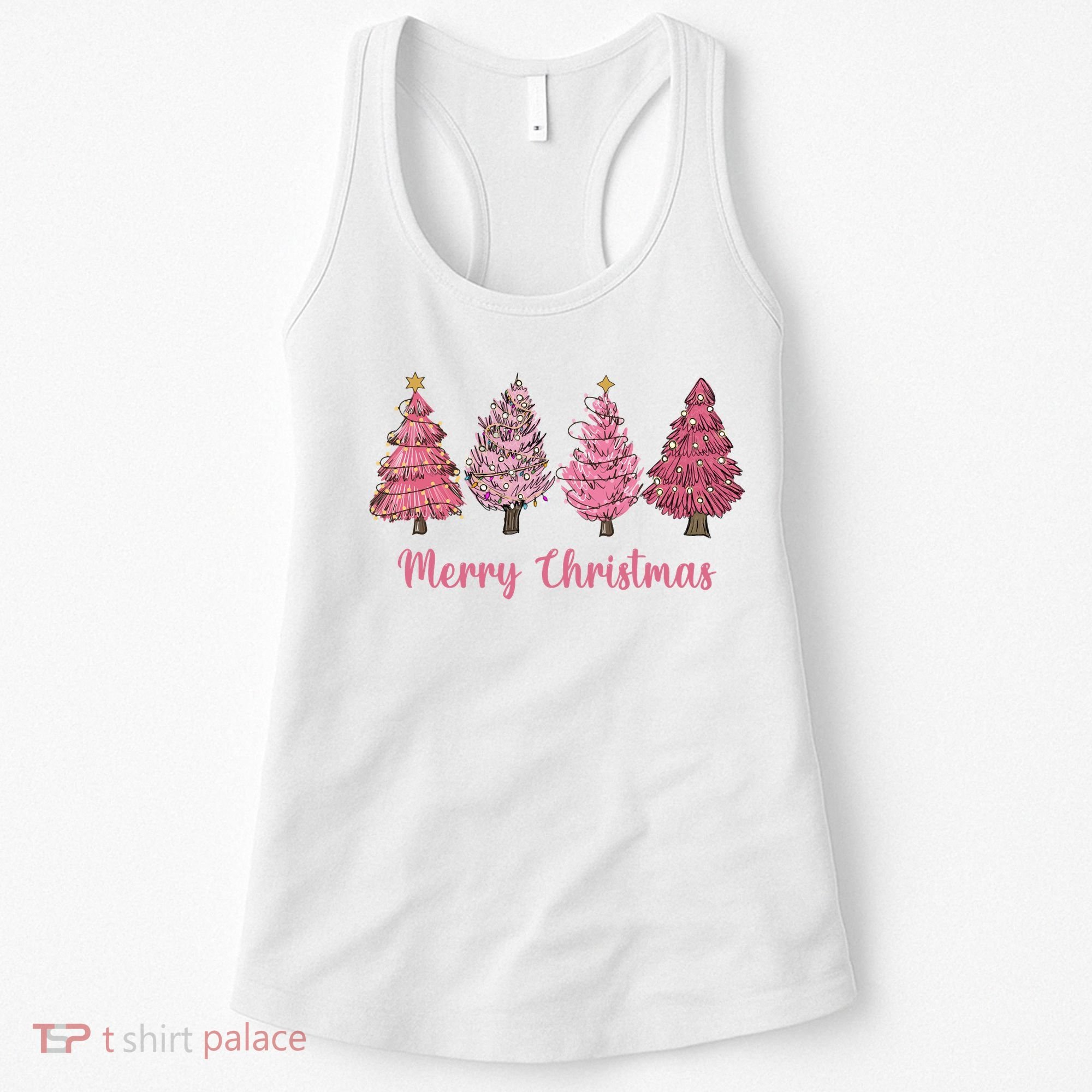 Merry And Bright Christmas Tree Christmas Tree Long Sleeve Women's Tank Top