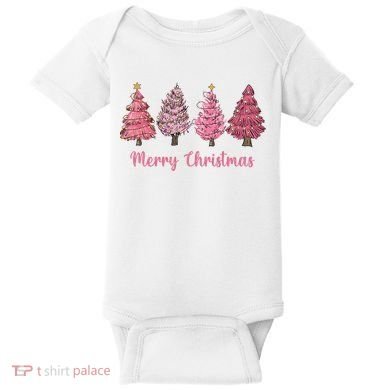 Merry And Bright Christmas Tree Christmas Tree Long Sleeve Baby Bodysuit