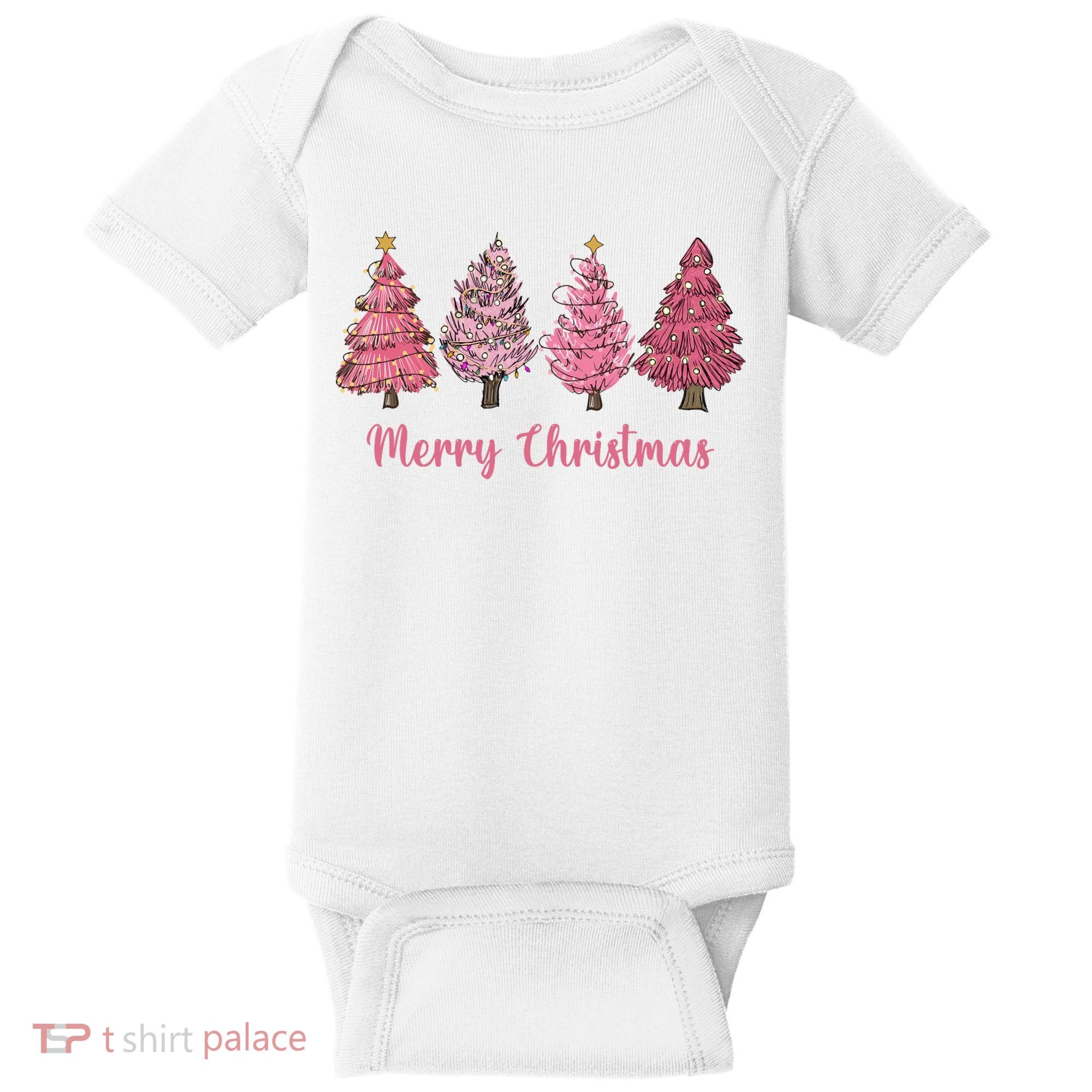 Merry And Bright Christmas Tree Christmas Tree Long Sleeve Baby Bodysuit