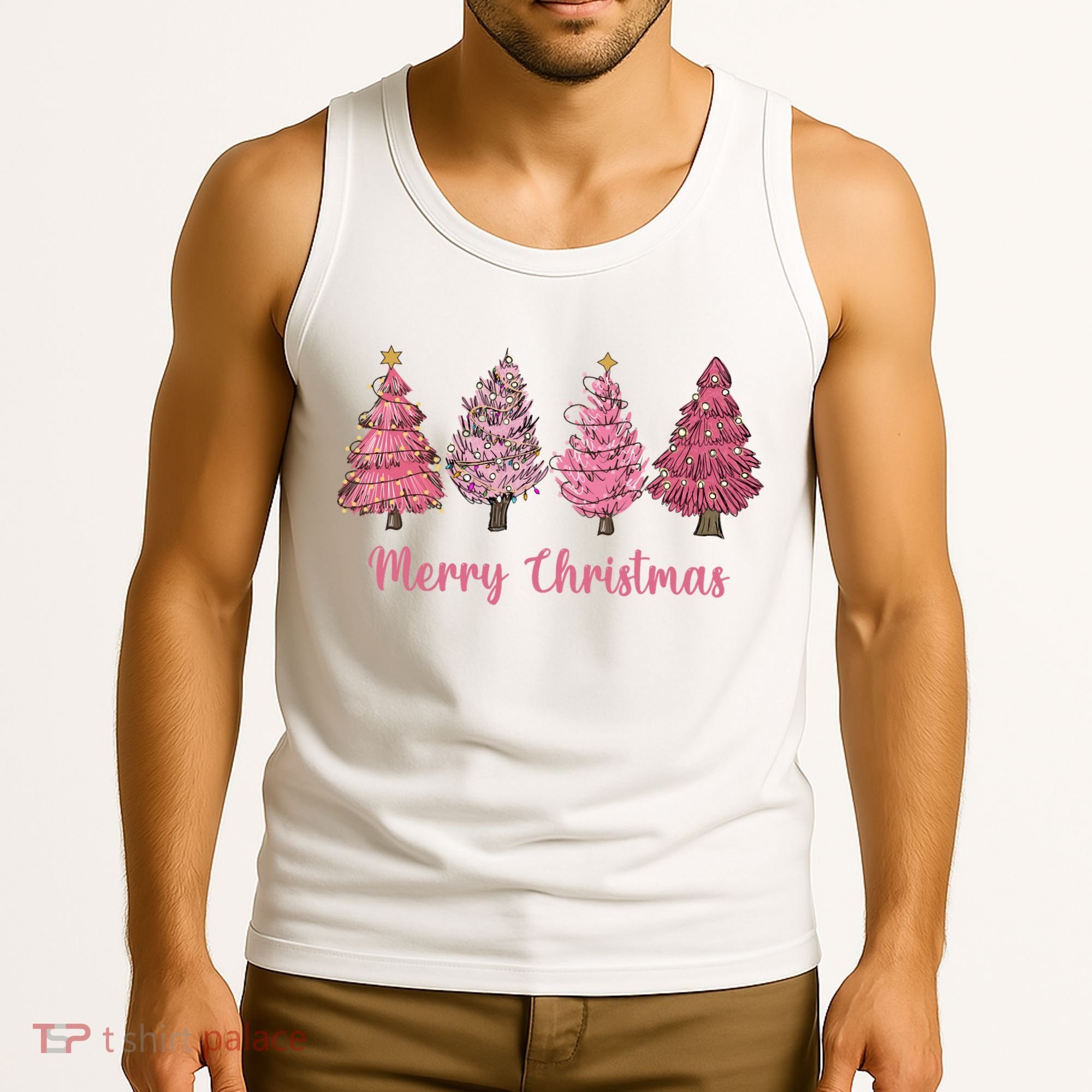 Merry And Bright Christmas Tree Christmas Tree Long Sleeve Tank Top
