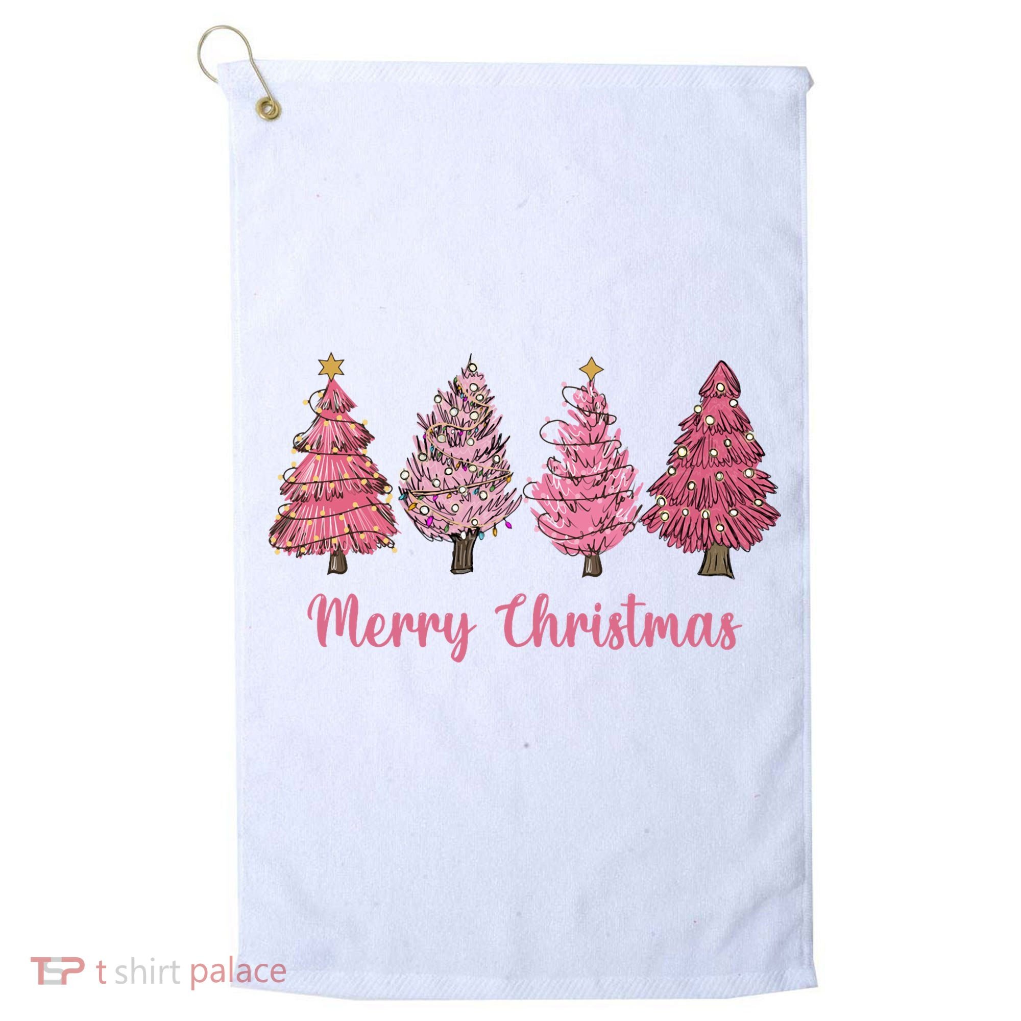 Merry And Bright Christmas Tree Christmas Tree Long Sleeve Golf Towel