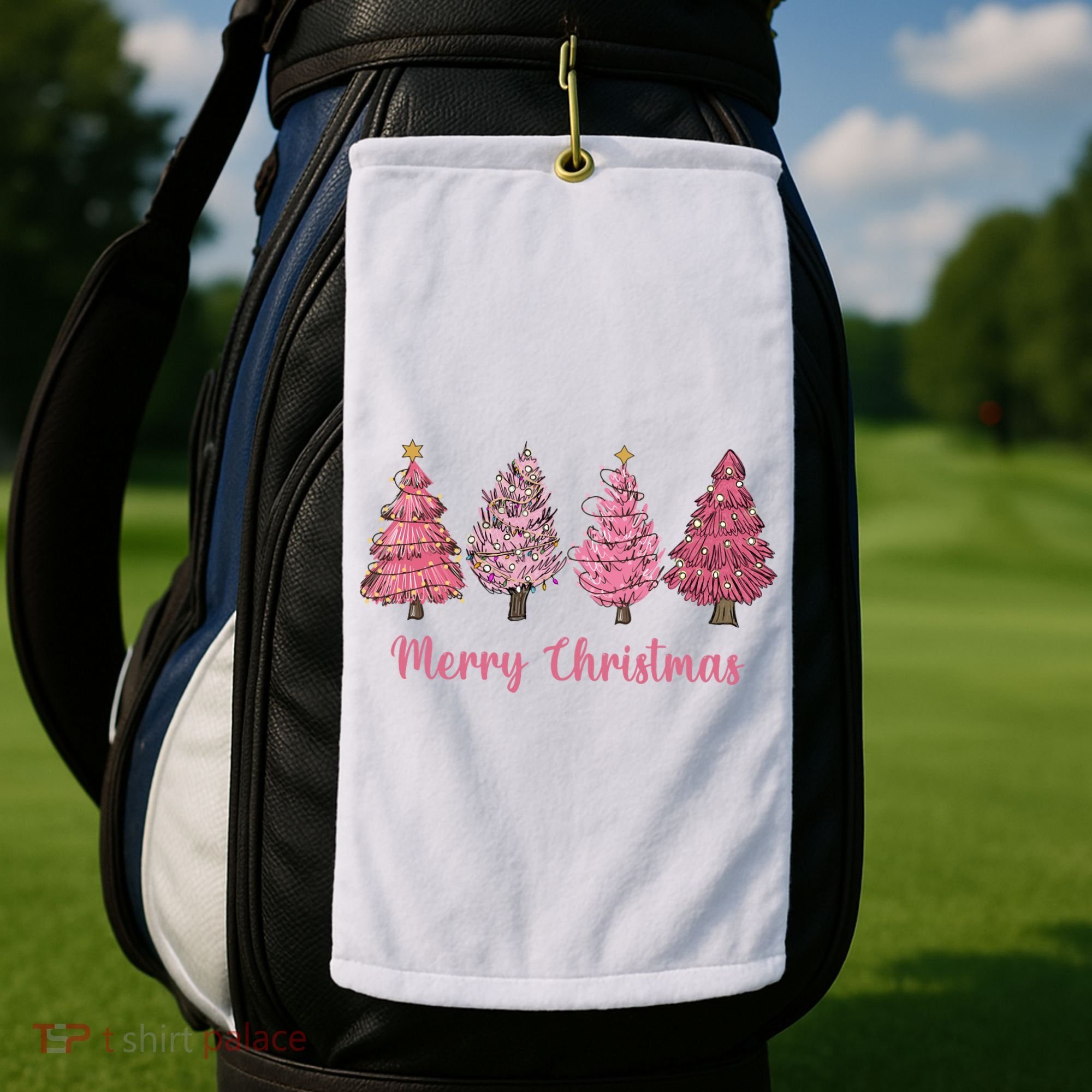 Merry And Bright Christmas Tree Christmas Tree Long Sleeve Golf Towel