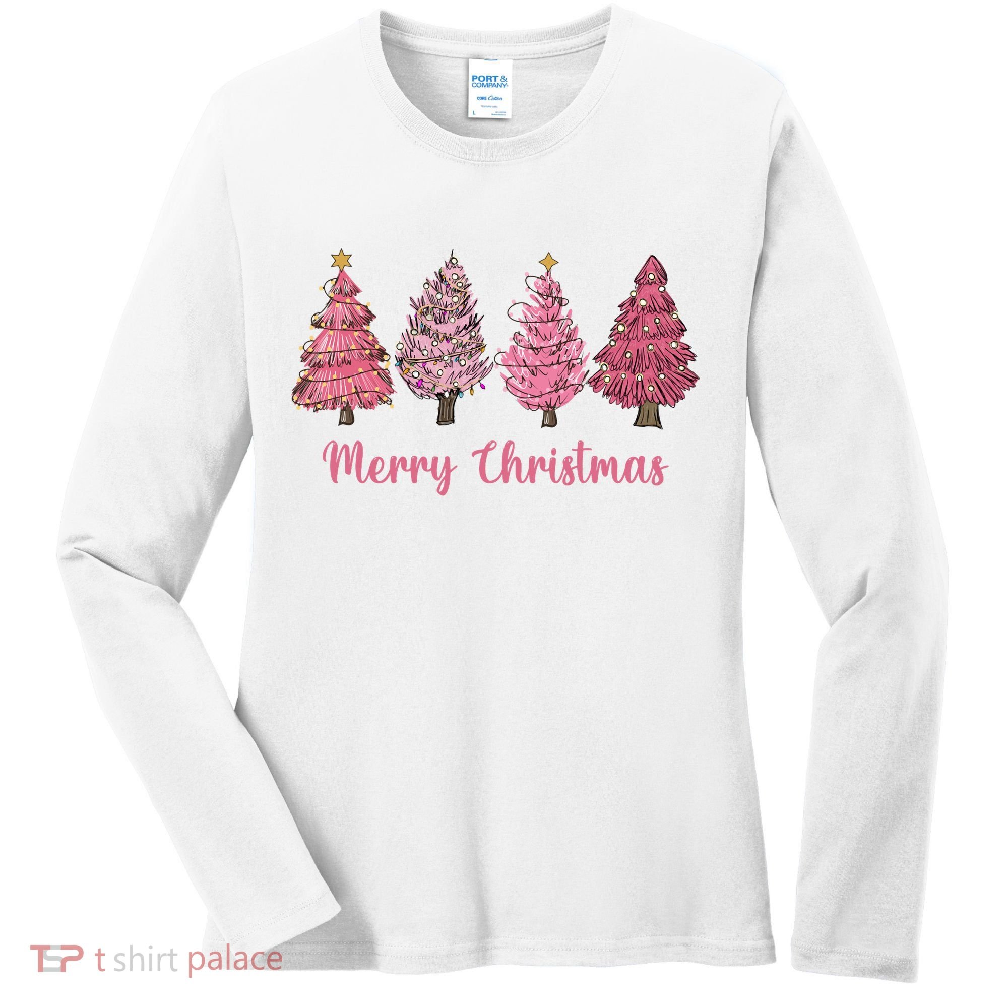 Merry And Bright Christmas Tree Christmas Tree Long Sleeve Women's Long Sleeve Shirt