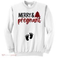 Merry And Bright Pregnant Christmas Pregnancy Announcement Sweatshirt thumb 0