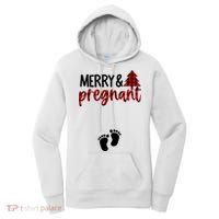 Merry And Bright Pregnant Christmas Pregnancy Announcement Women's Hoodie thumb 0