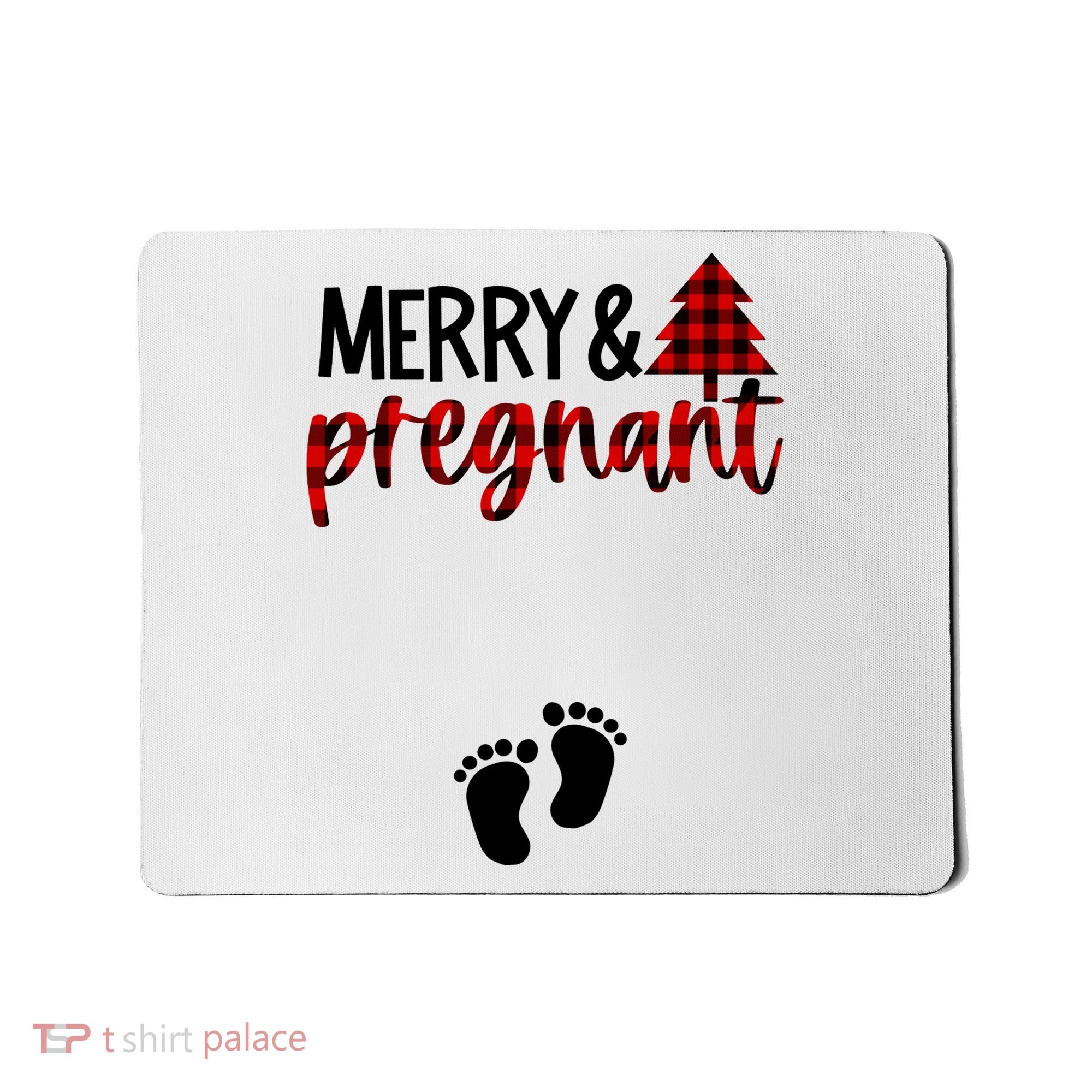 Merry And Bright Pregnant Christmas Pregnancy Announcement Mousepad