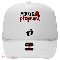 Merry And Bright Pregnant Christmas Pregnancy Announcement Hat thumb 0