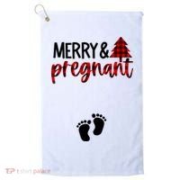 Merry And Bright Pregnant Christmas Pregnancy Announcement Golf Towel thumb 0