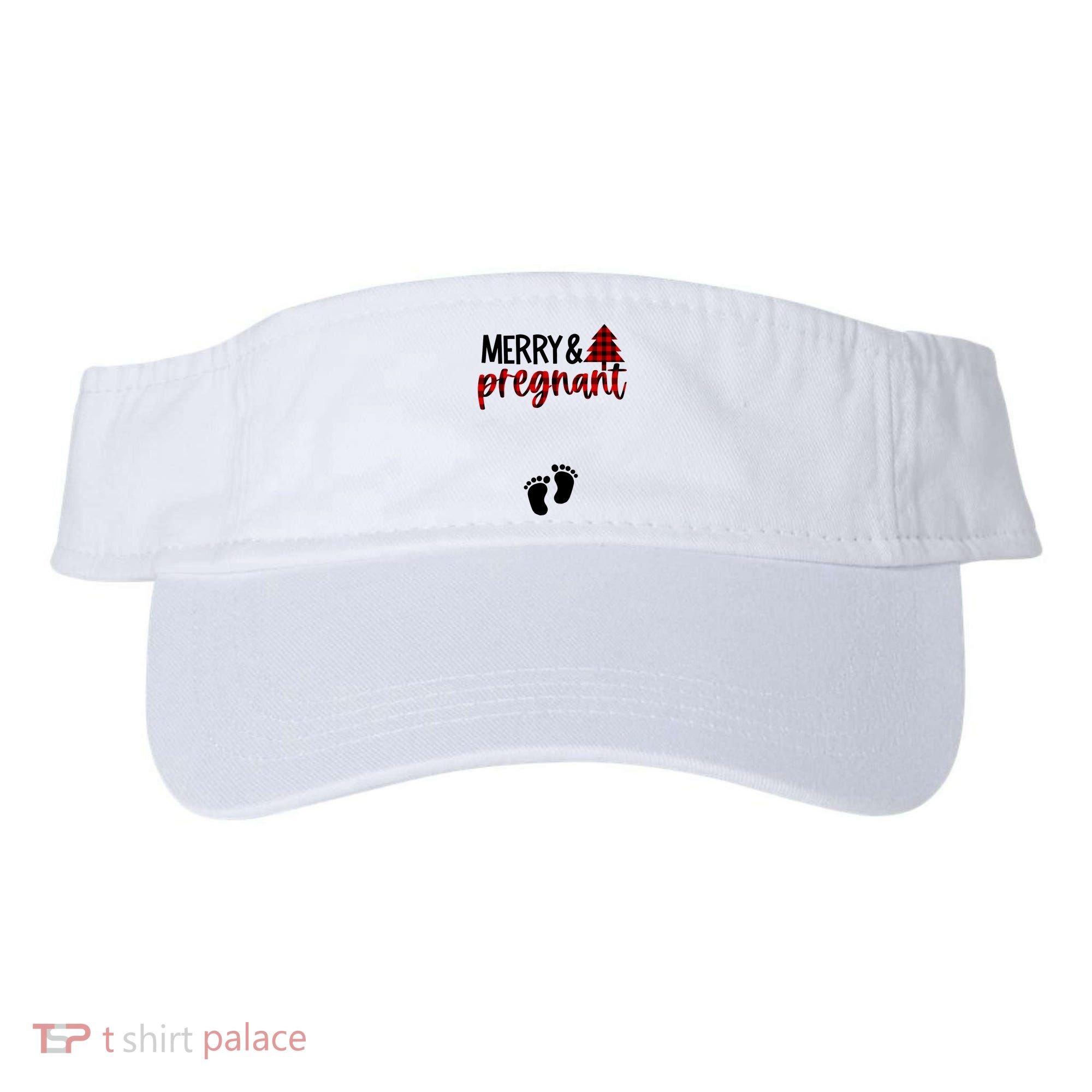 Merry And Bright Pregnant Christmas Pregnancy Announcement Visor